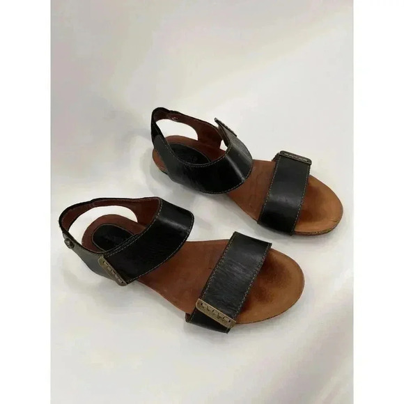 Bussola Black Maynila Flat Adjustable Sandals Leather Women's EU 39 US 8 EUC - Picture 4 of 12